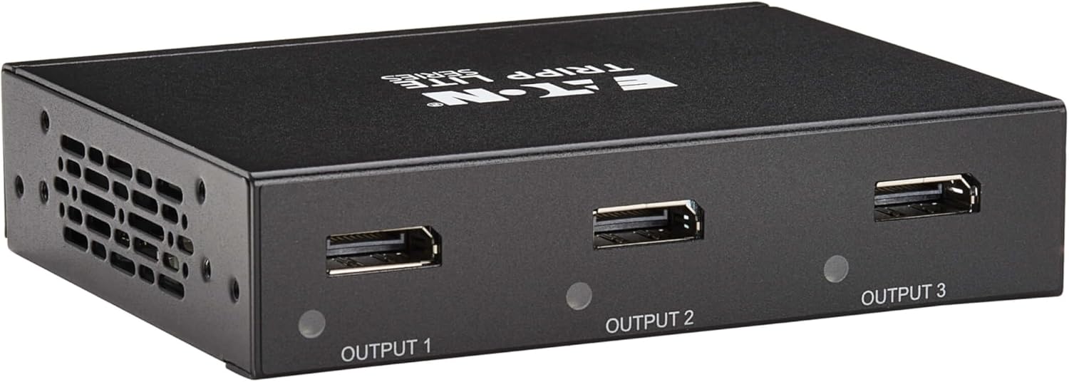 Tripp Lite Series 3-Port DisplayPort Splitter for 3 Monitors, 4K@60Hz Video, 1 in 3 Out, DP 1.4, MST Hub, TAA Compliant, Plug-and-Play, 1-Year Warranty (B156-003-8K)