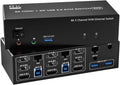 KVM Switch 3 Monitors 2 Computers Share 1000Mbps Ethernet,2 Displayport + HDMI USB3.0 KVM Switch Triple Monitor(AU Plug Adapter)