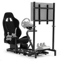 Anman Inspired Racing Sim Simulator Cockpit with Black Seat with Display Stand fit for Logitech G29 G25 G920 G923, for Thrustmaster T248, for Fanatec,NOT Include Wheel Shifter Pedals