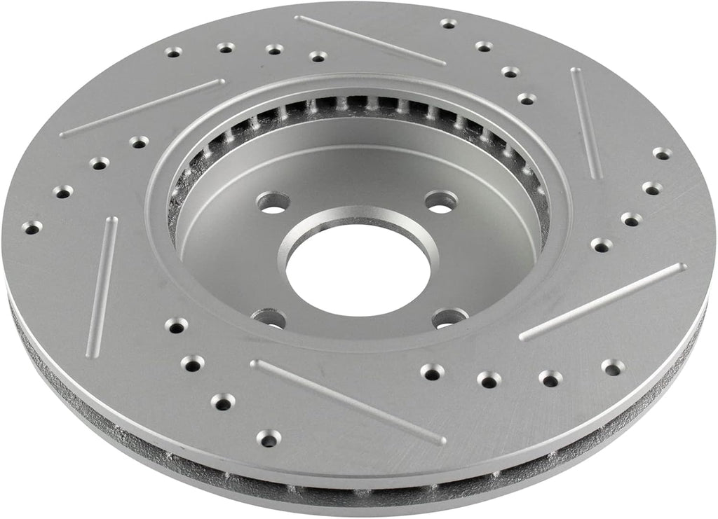TRQ Performance Front and Rear Brake Rotor Set G Coated Drilled and Slotted Compatible with 2002-2004 Ford Focus