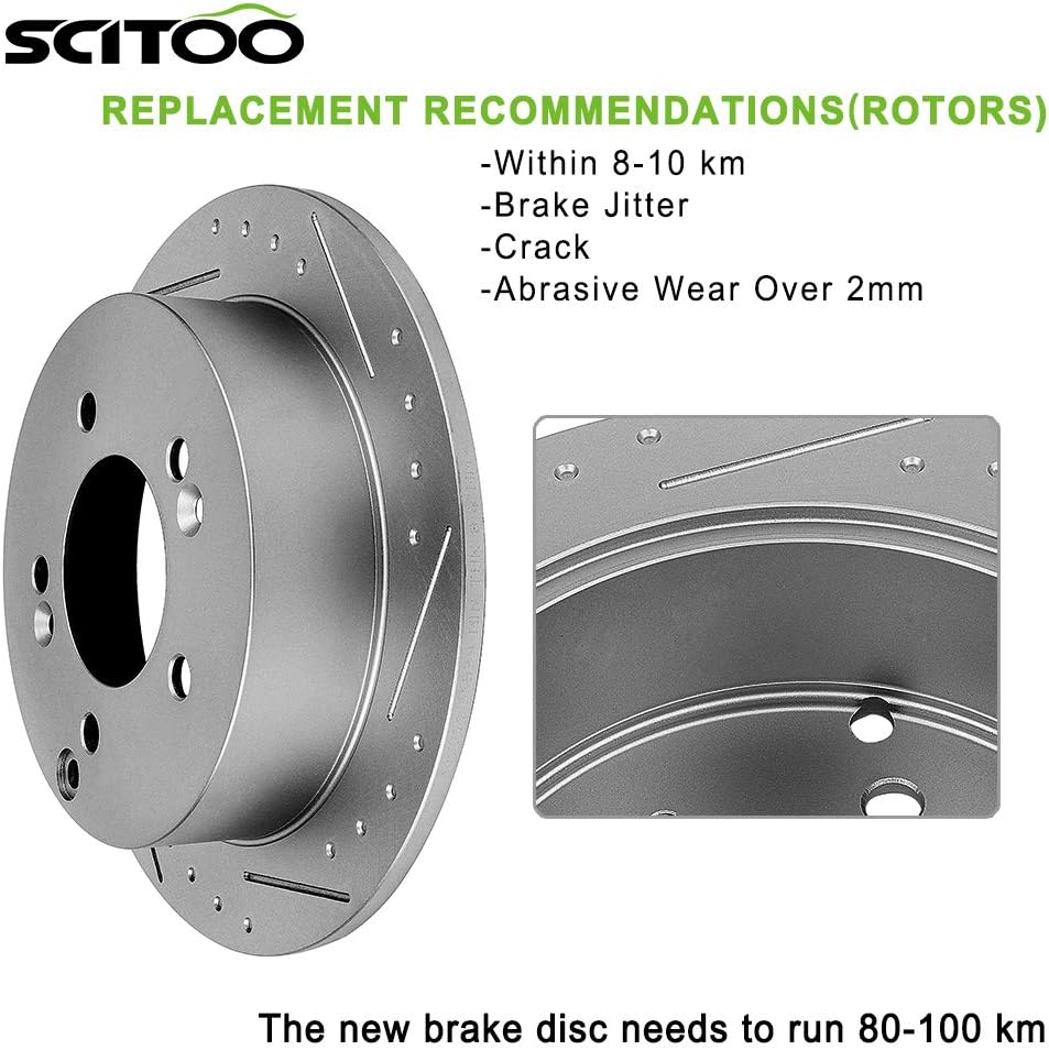 SCITOO Front Rear Brake Rotors, 4pcs Drilled & Slotted Brakes Kit fit for 2006-2011 for Honda Civic