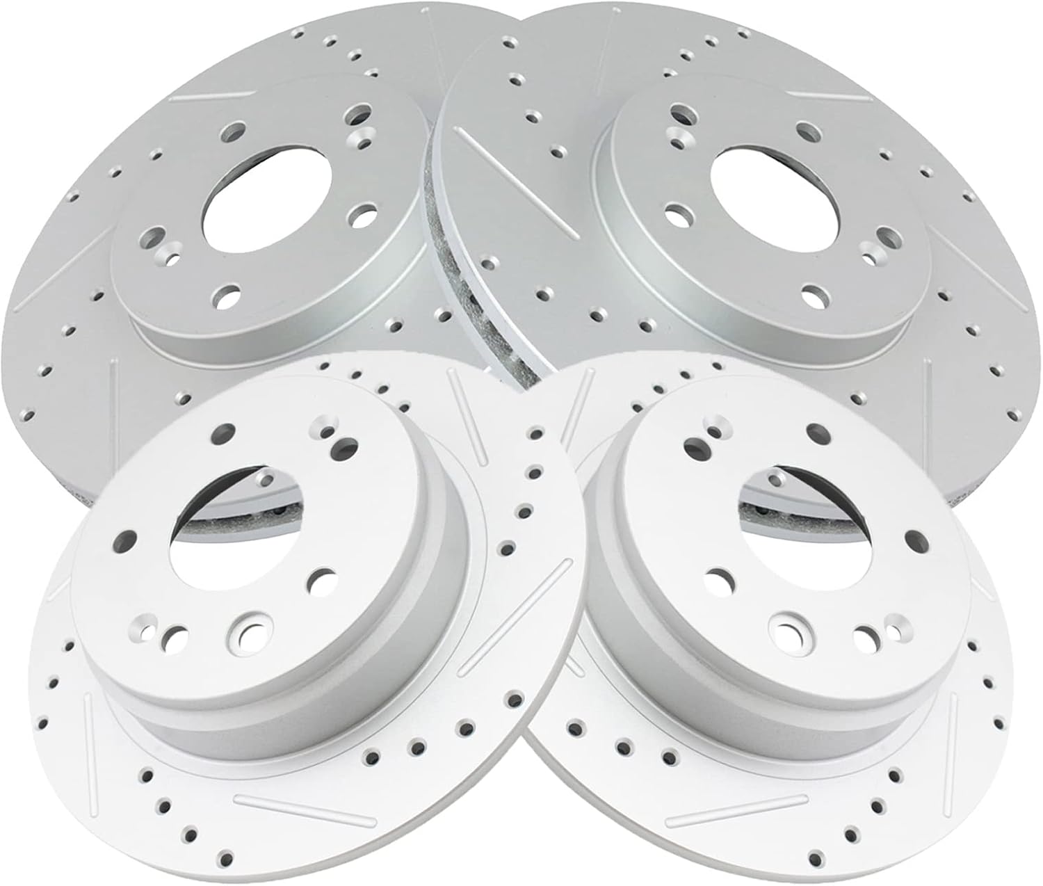 TRQ Performance Front and Rear Brake Rotor Set G Coated Drilled and Slotted Compatible with 1999-2003 Acura TL