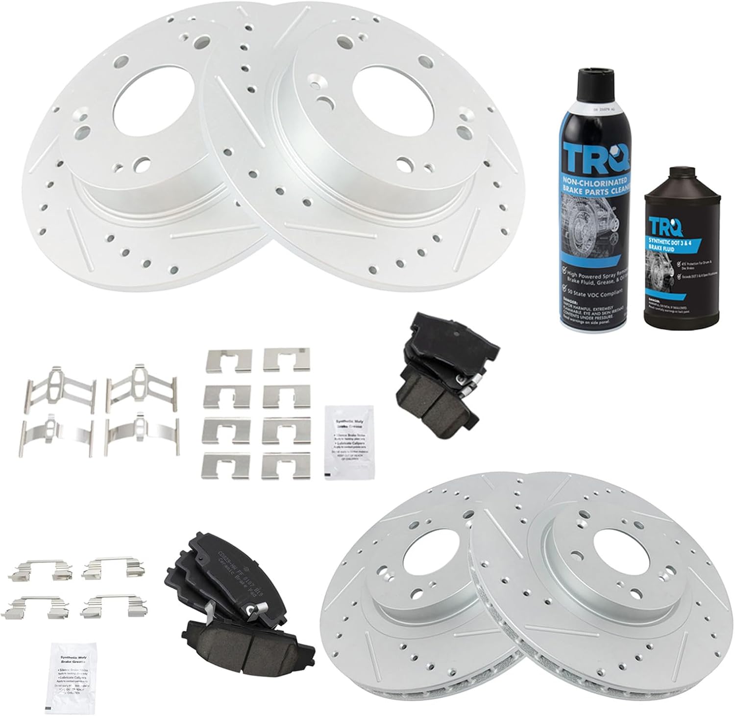 Front and Rear Performance Brake Pad & Rotor Kit, with Chemical Kit Ceramic Premium G-Coated Compatible with 2006-2011 Honda Civic