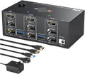 Triple Monitors KVM Switch,2 Displayport + HD-MIUSB KVM Switch 8K@60Hz,4K@144Hz 3 Monitors 2 Computers KVM with 4 USB 3.0 Ports(AU Plug)