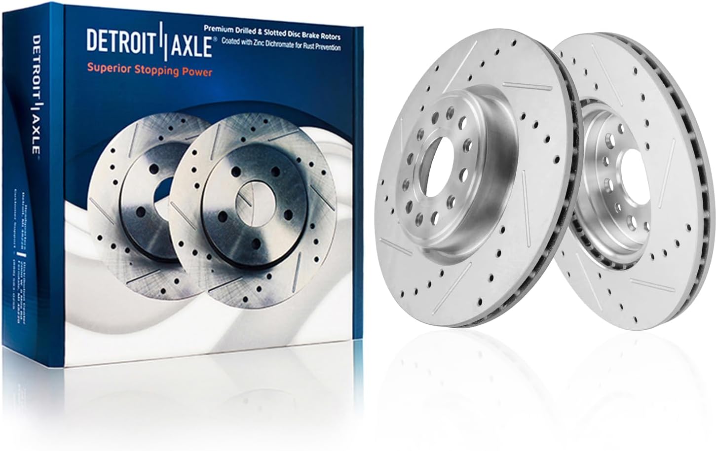 Detroit Axle - Front Brake Rotors for 2019 2020 2021 2022 2023 2024 2025 Ram 1500 Drilled and Slotted Disc Brake Rotors Replacement : 14.88' inch Brakes Rotors