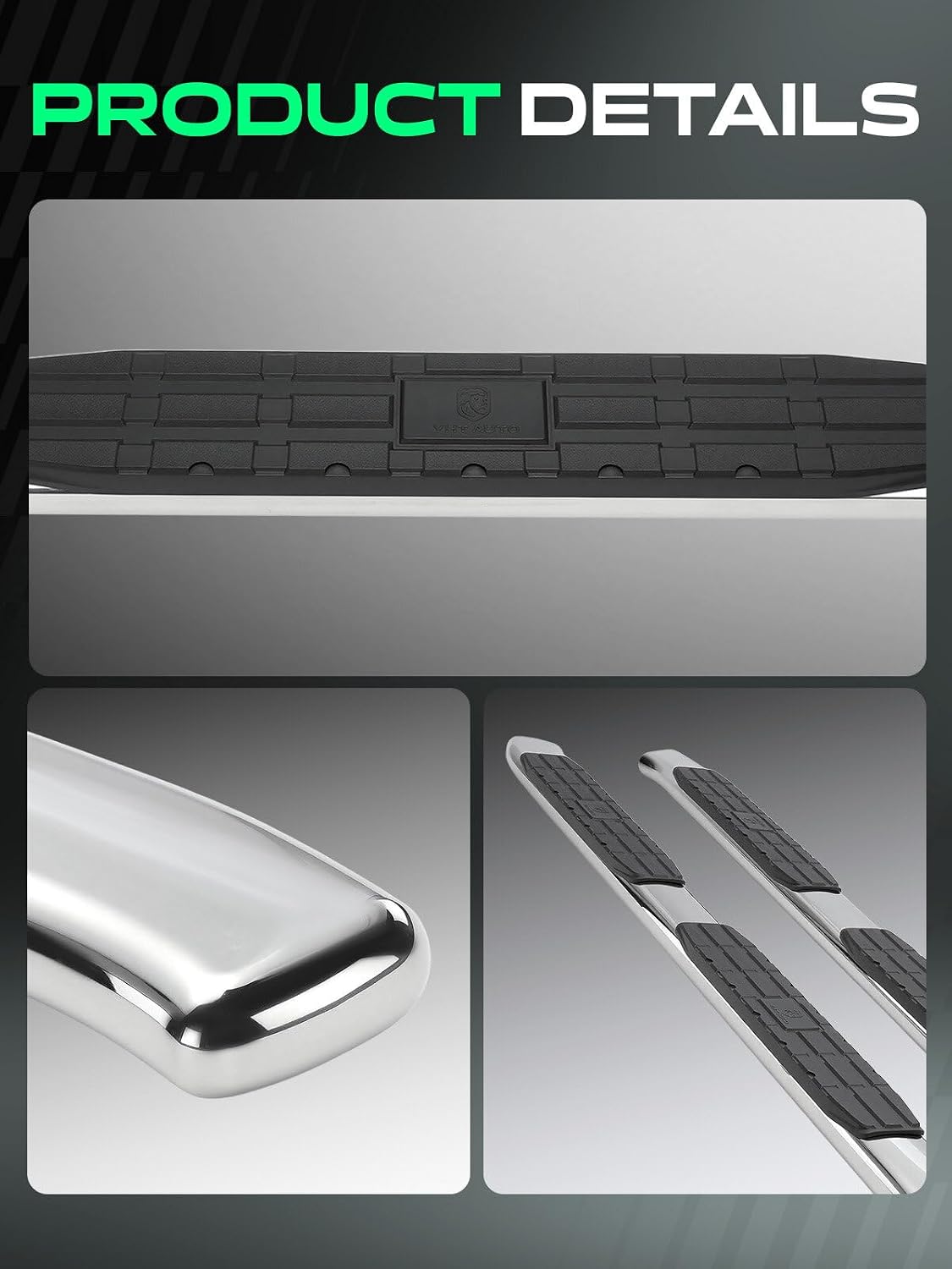 YHTAUTO 4.25' Running Boards Side Steps Fit Toyota Tundra 2007-2021(Extended Cab/Double Cab) Stainless Steel Polished Chrome, Truck Side Step Rails Off-Road Exterior Accessories