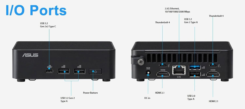 Intel NUC 14 Pro Slim Kit Mini PC (Intel Core i3 100U (> i5-1235U), 16GB DDR5, 512GB SSD) Business Desktop, 2x Thunderbolt 4, Support 4x 4K Monitors, Wi-Fi 6E, Win 11 Pro, ThinkCentre, ASUS NUC