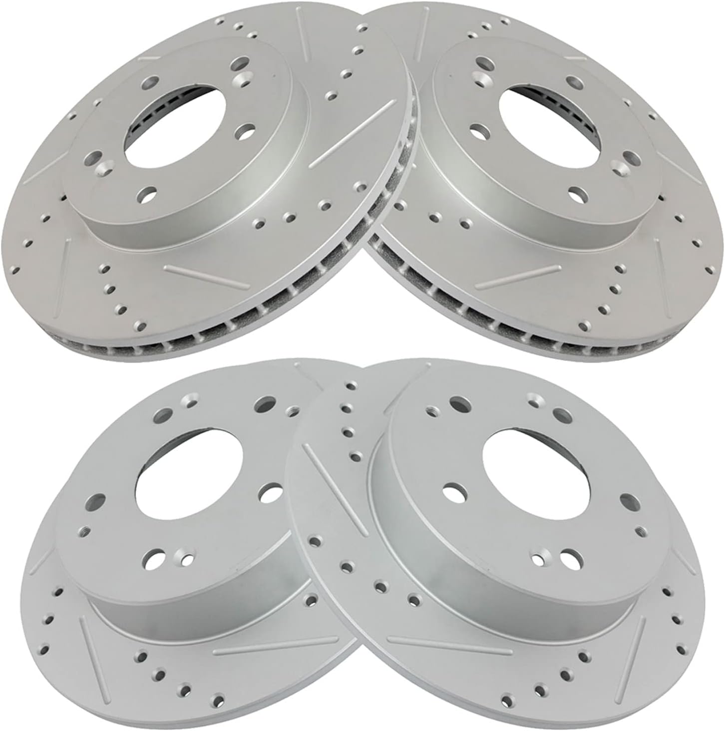 TRQ Performance Front and Rear Brake Rotor Set G Coated Drilled and Slotted Compatible with 1997-2001 Acura Integra