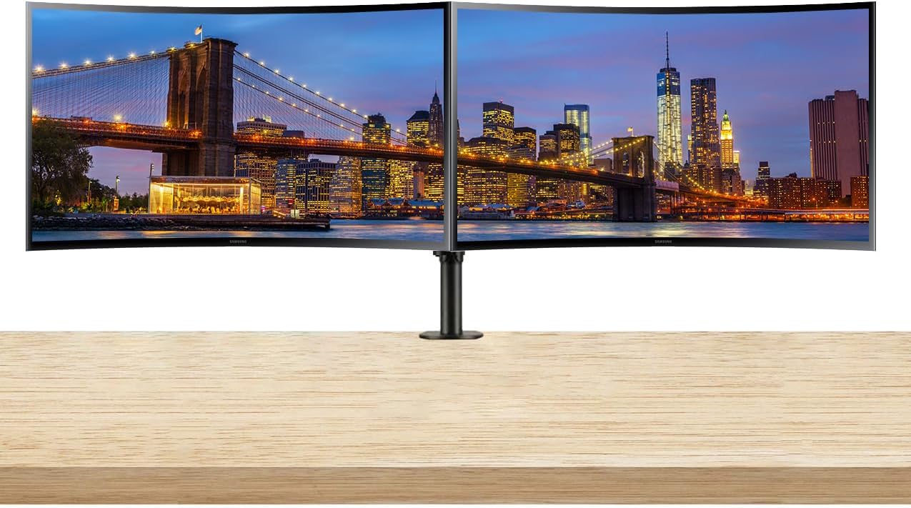 Samsung S36C 27-inch 1080P FHD Curved IPS LCD Monitor, 2-Pack Bundle with FreeSync, HDMI, VGA, Desk Mount Dual Monitor Stand (S27C368EAN), black