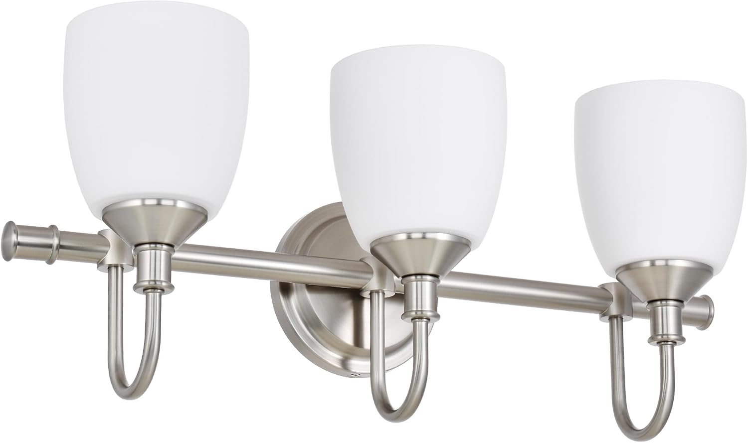 3-Light Bathroom Vanity Light Fixtures Over Mirror, Vintage Vanity Lights for Living Room, Milk White Glass Shades, Standard E26 Base, Brushed Nickel