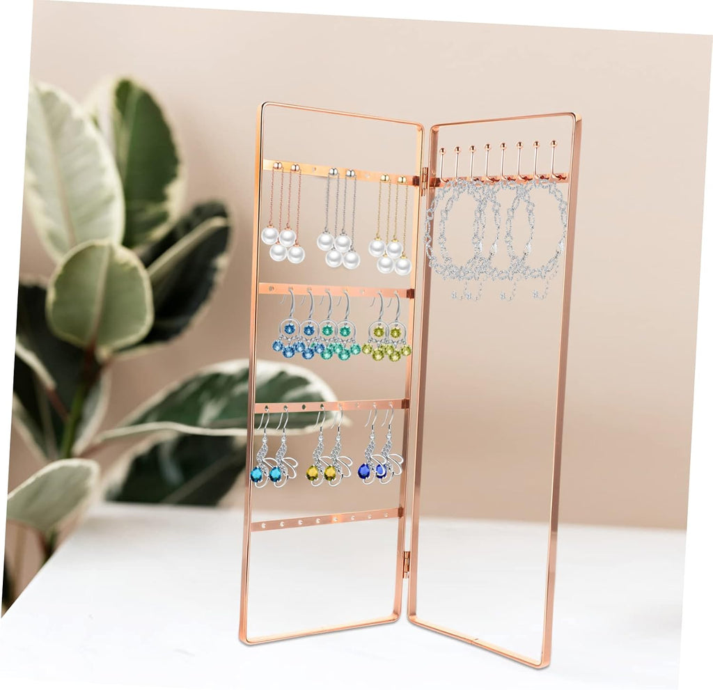 4pcs Wrought Iron Jewelry Stand Delicate Jewelry Stand Ornament Display Stand Monitor Stands Necklaces Display Stand Earring Display Stand Necklace Display Rack Earrings Organizer (Rose Goldx2pcs 28