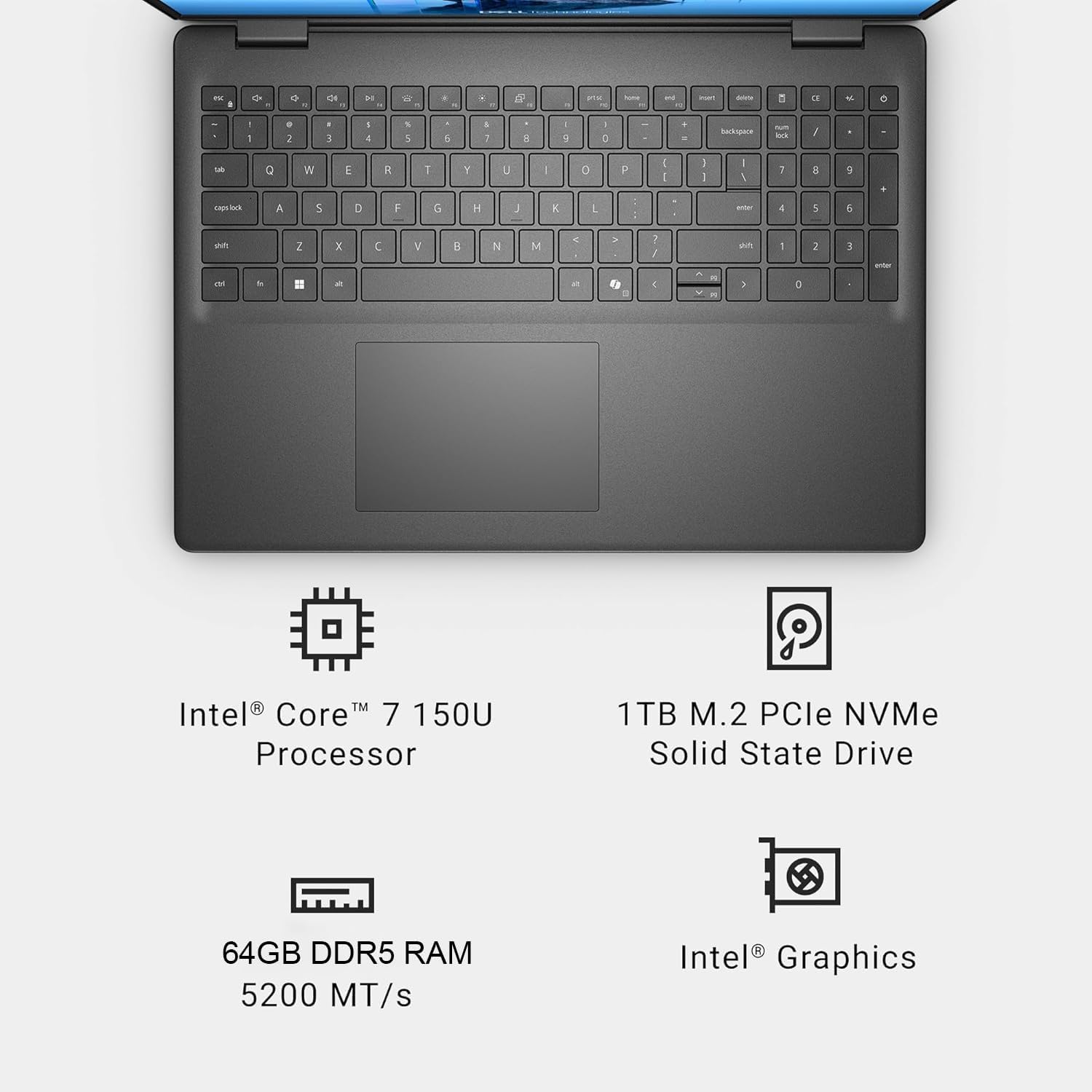 Dell 16 Plus Touchscreen Premium Business Laptop, 16' WUXGA Anti-Glare Display, Intel Core 7 150U (10 cores, up to 5.4 GHz), 64GB DDR5 RAM, 1TB SSD, Backlit Keyboard, WiFi 6, Bluetooth, Win 11 Pro