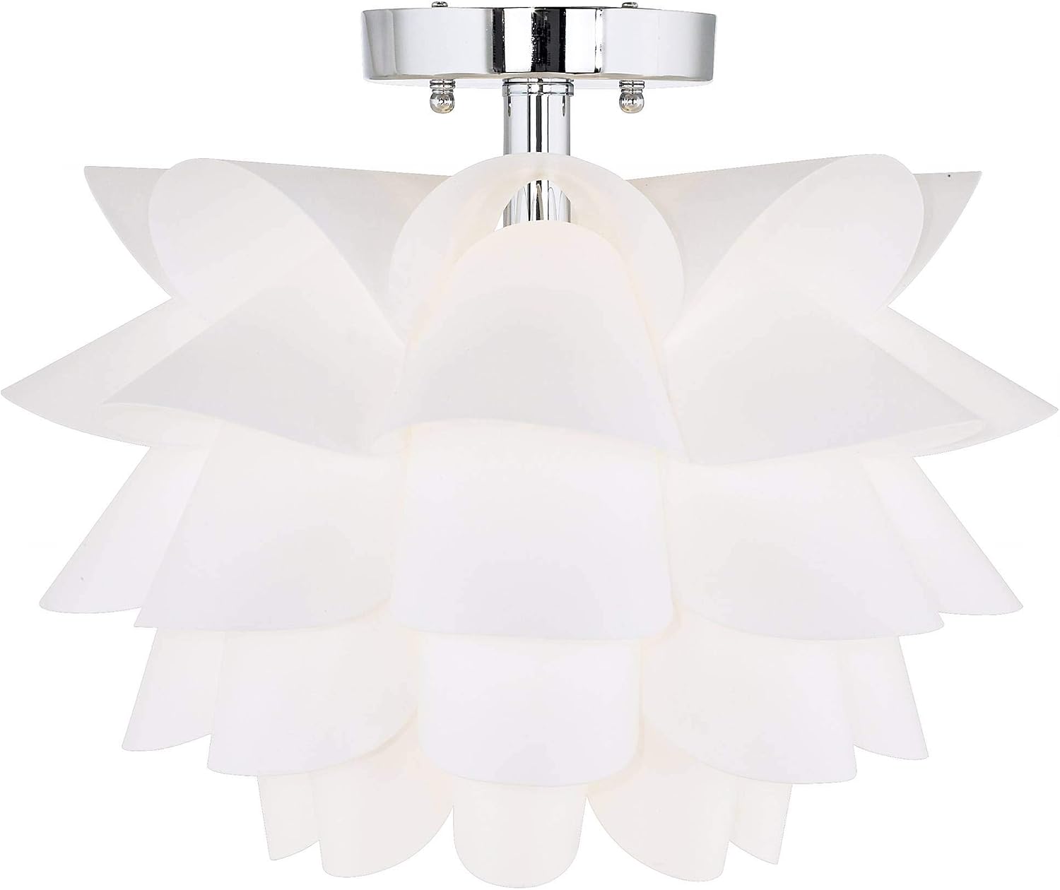 Possini Euro Design White Flower Modern Ceiling Light Semi Flush-Mount Fixture 15 3/4' Wide Chrome for Bedroom Kitchen Living Room Hallway Dining Bathroom Schoolhouse House