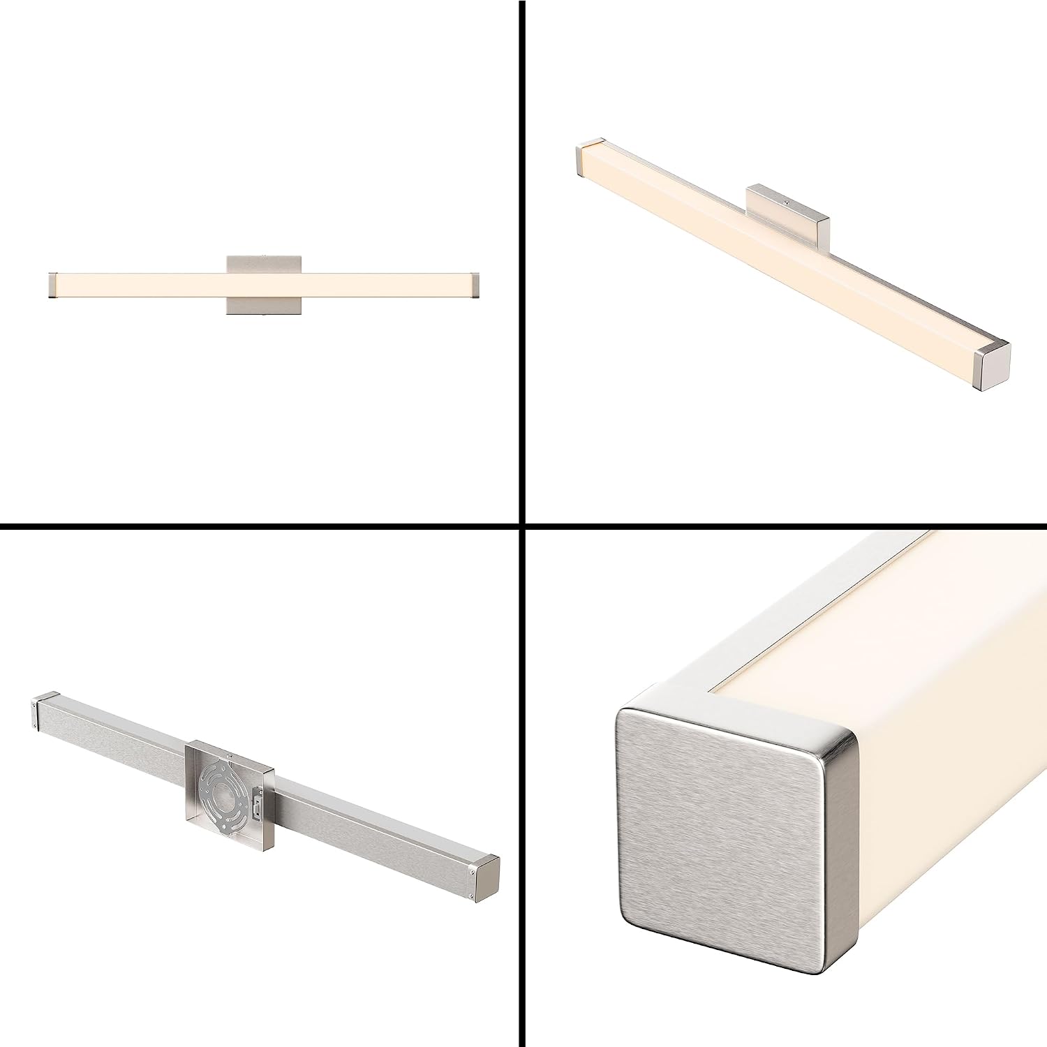 LEDMyplace 36-inch LED Modern Bathroom Vanity Light Fixtures Over Mirror, 30W Dimmable Indoor Lighting, 3000K/4000K/5000K CCT Changeable, 2100 Lumens, Brushed Nickel Wall Mounted Bath Light Bar