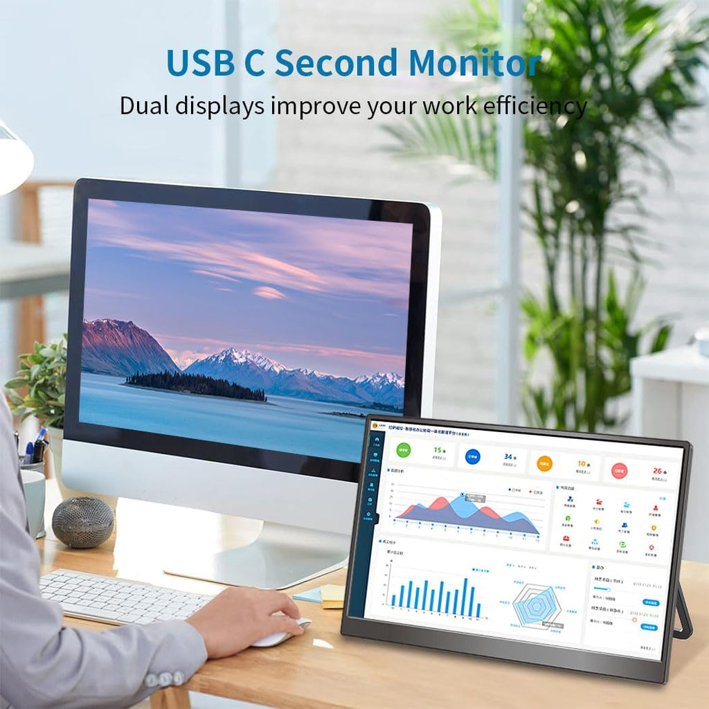 Portable Monitor Touchscreen 14',USB-C & FHD External Display 100% sRGB Anti-Glare Eye Care,Privacy Protection,Low-Power,VESA Mountable Travel Monitor for Laptop/Mac/Gaming/Office