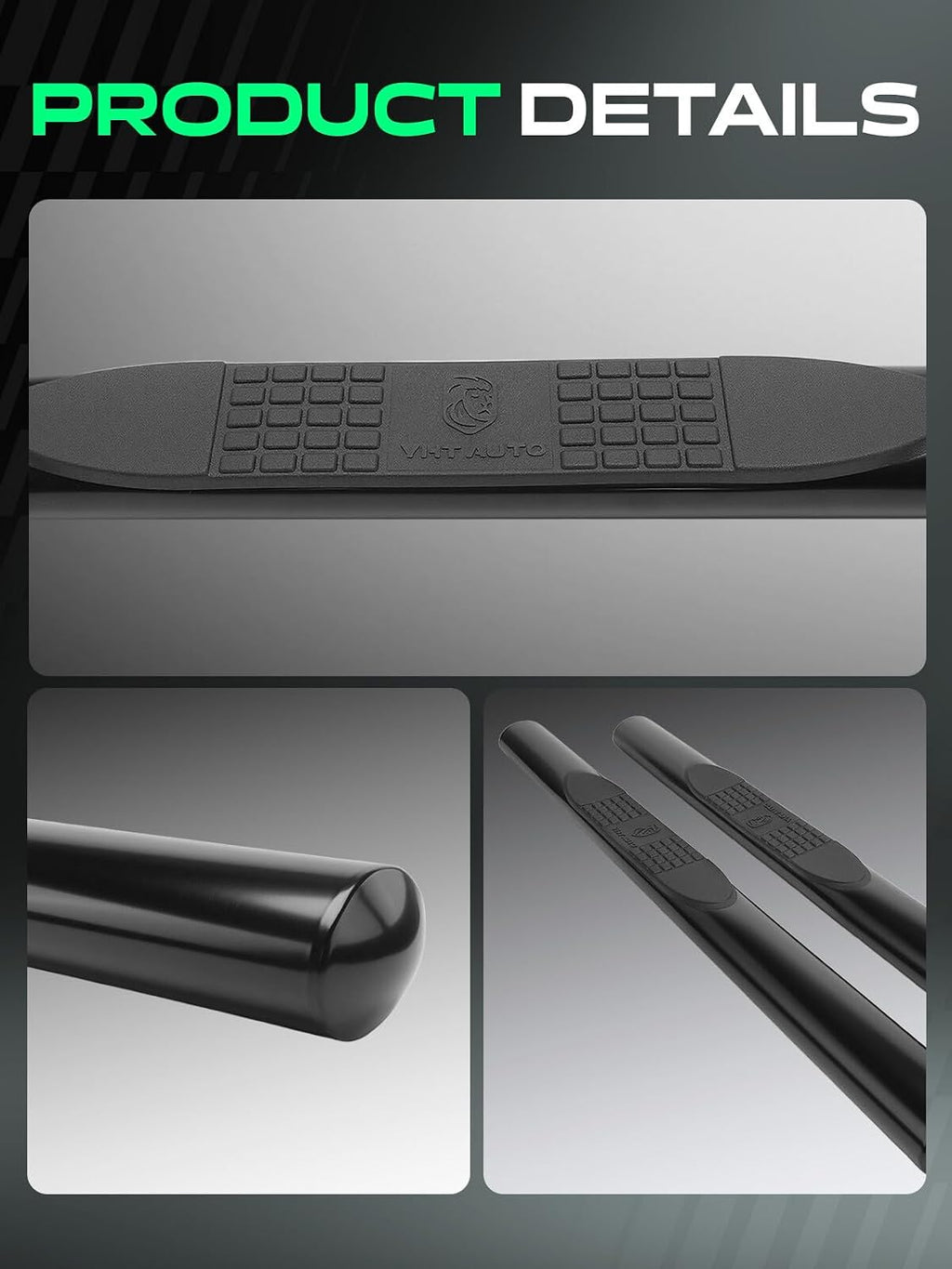YHTAUTO 4 Inch Running Boards Fit Ford F-150 2015-2026, Standard/Regular Cab, Oval Straight Side Steps Carbon Steel Step Bars Off-Road Exterior Accessories