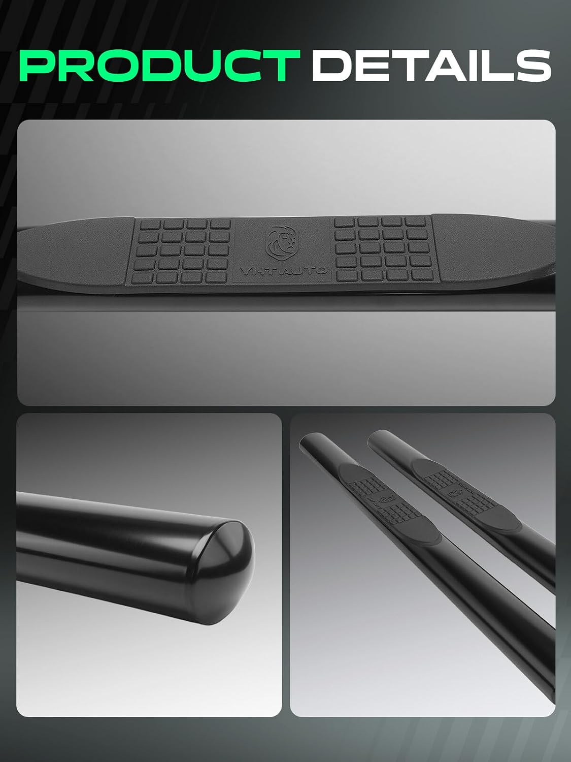 YHTAUTO 4 Inch Running Boards Fit Ford F-150 2015-2026, Standard/Regular Cab, Oval Straight Side Steps Carbon Steel Step Bars Off-Road Exterior Accessories