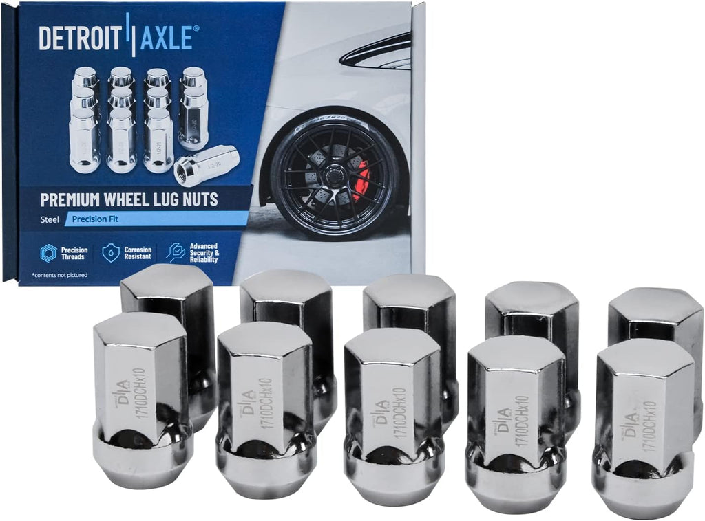 Detroit Axle - Front Disc Brake Rotors Wheel Hub Bearings + 10pc Wheel Lug Nuts Replacement for 2006-2009 Dodge Durango Chrysler Aspen - 14pc Set