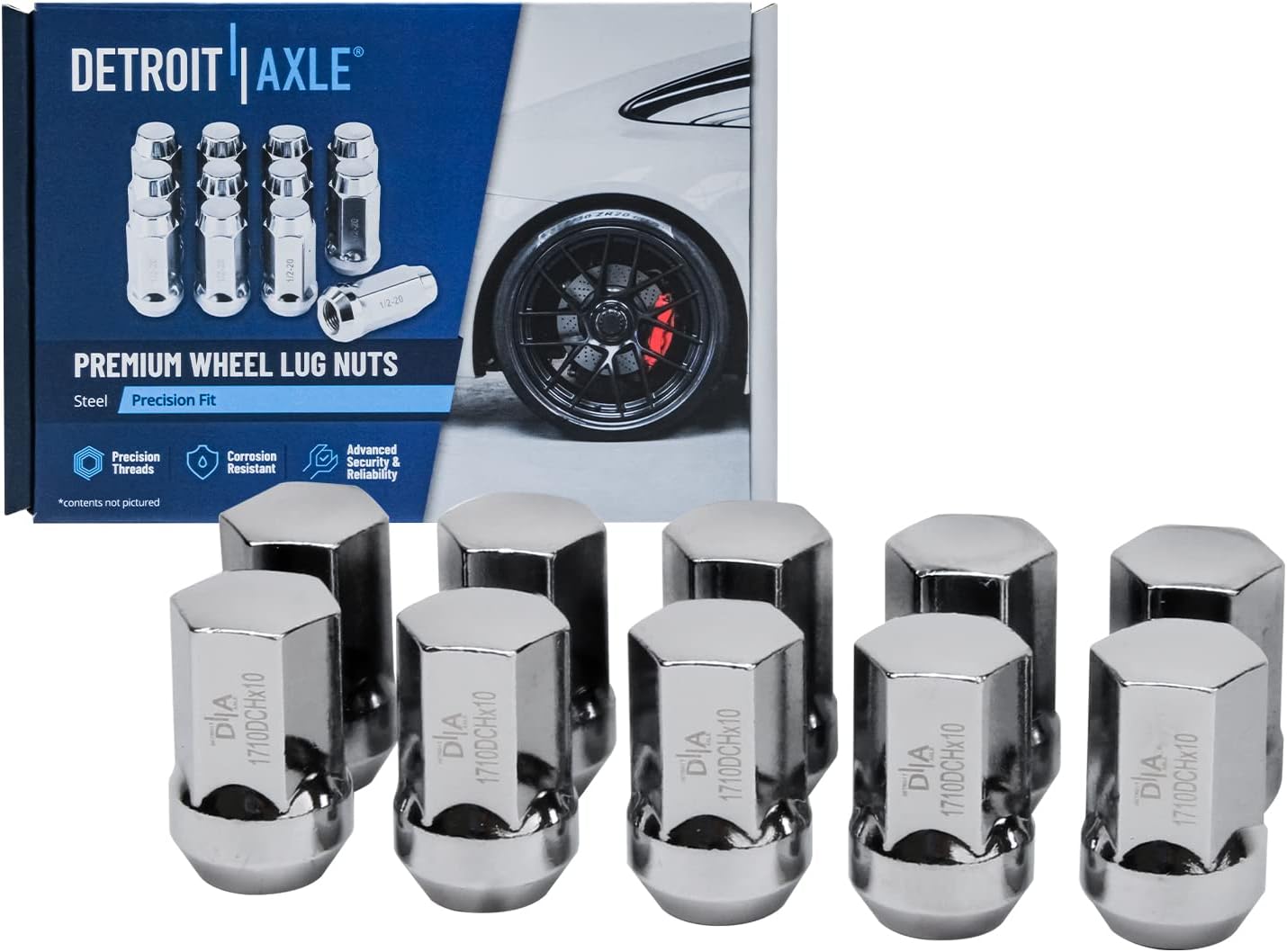 Detroit Axle - Front Disc Brake Rotors Wheel Hub Bearings + 10pc Wheel Lug Nuts Replacement for 2006-2009 Dodge Durango Chrysler Aspen - 14pc Set