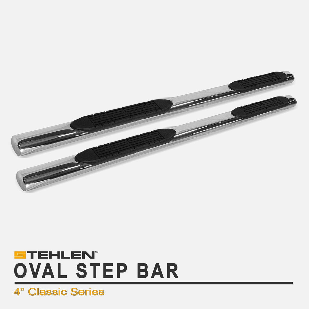 Stehlen 733469495802 Compatible with 2004-2008 Ford F150 Super (Extended) Cab 4' Oval Side Step Nerf Bars - Stainless Steel