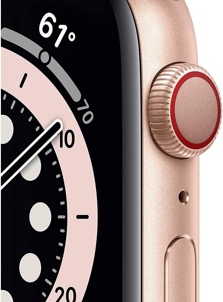 Apple Watch Series 6 (GPS + Cellular, 44mm) - Gold Aluminum Case with Pink Sport Band (Renewed)