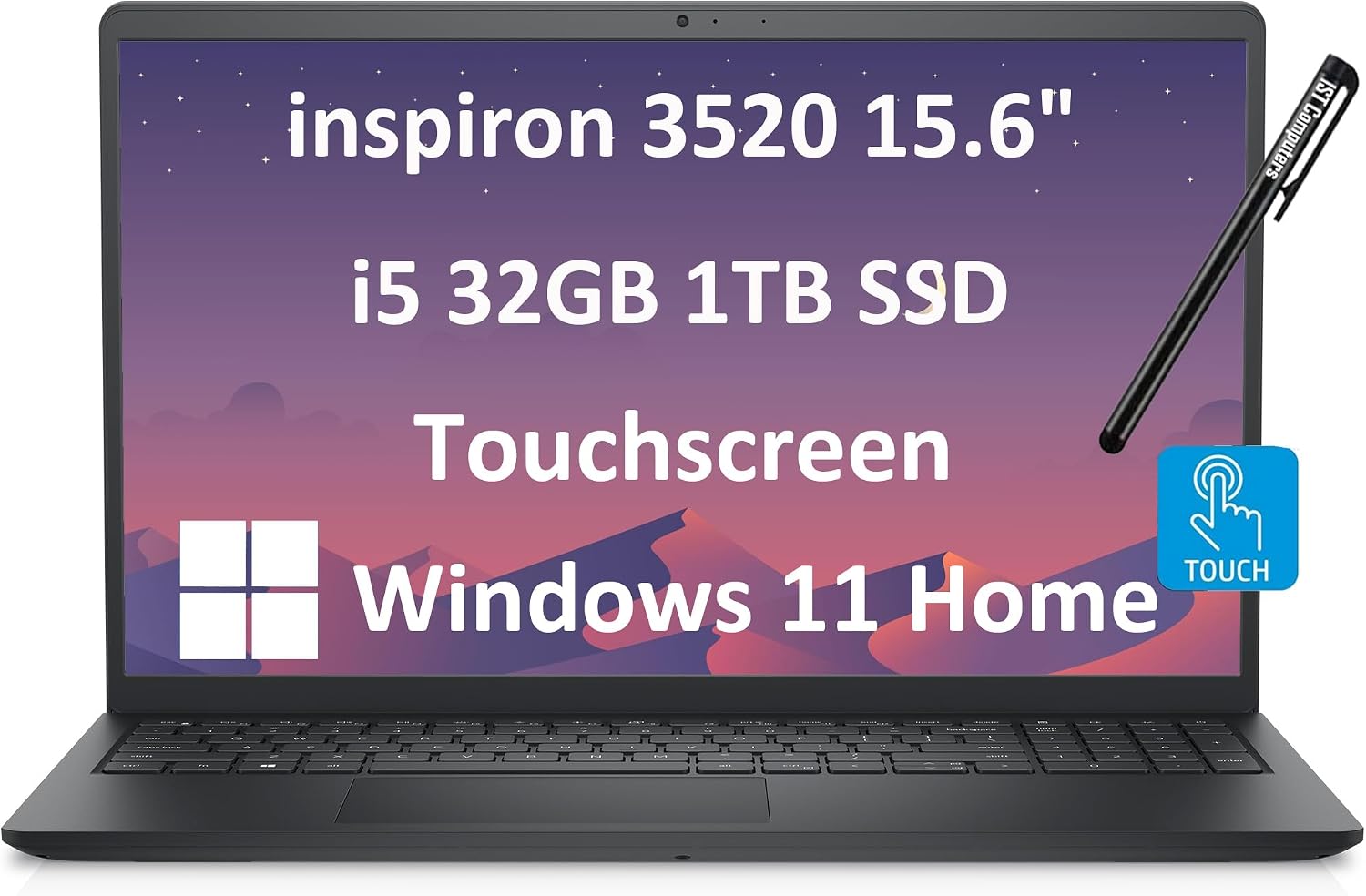 Dell Inspiron 15 3520 (2024) Business Laptop (15.6' FHD Touchscreen IPS, Intel Core i5-1155G7, 32GB RAM, 1TB SSD) Numeric Keypad, Narrow-Bezel, Webcam, Inspiron 3000, Win 11 Home S Mode, Carbon Black