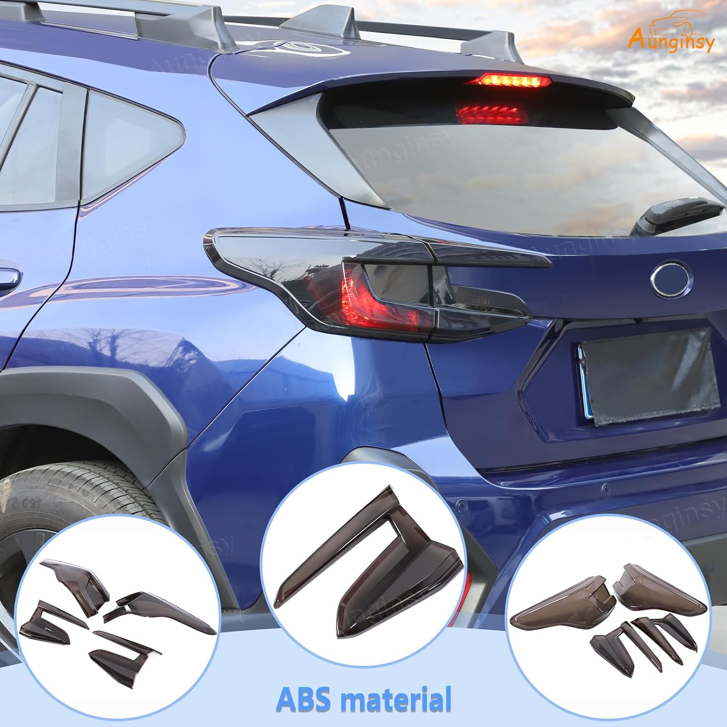 Car Rear Tail Light Lamp Cover Compatible with Subaru Crosstrek GU 2024-2026, Taillight Lamp Shell Shade Frame Bezels Trim Frame Rear Headlight Decorative Cover Protector ABS Exterior Accessories