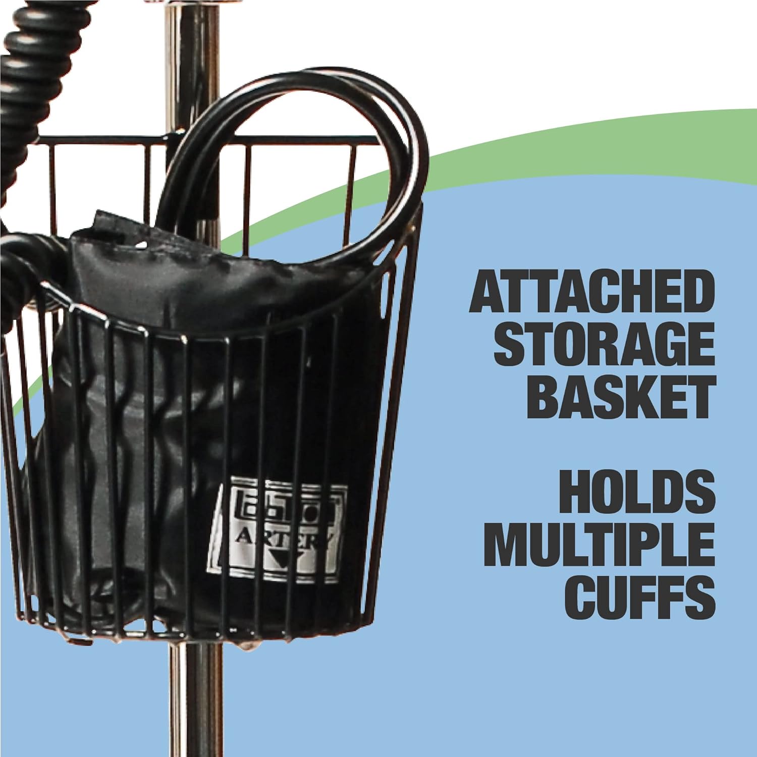 Graham-Field Mobile Blood Pressure Monitor with Rolling Stand, Adult Large BP Cuff, Height-Adjustable