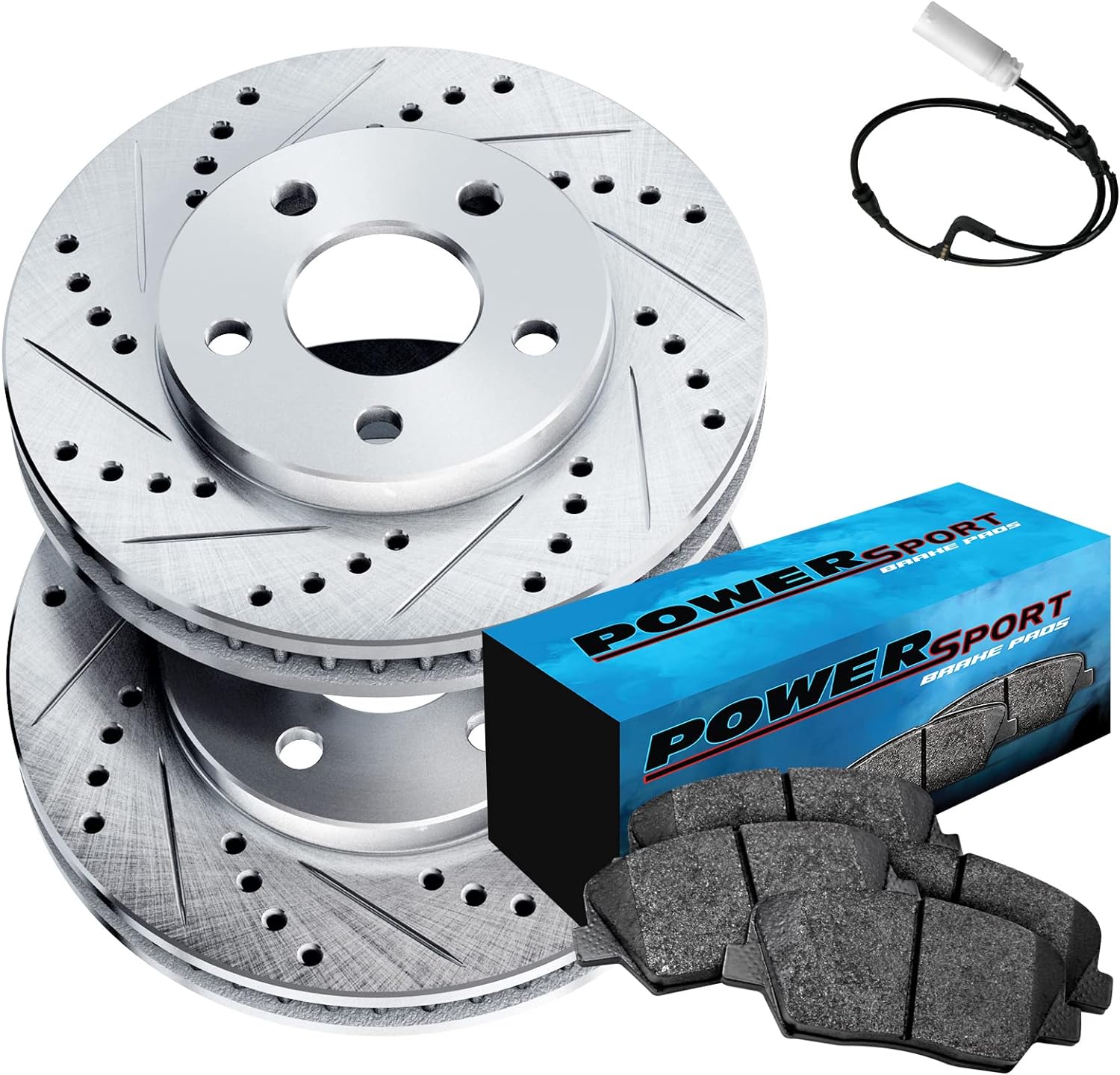 PowerSport Front Brakes and Rotors Kit |Front Brake Pads| Brake Rotors and Pads| Ceramic Brake Pads and Rotors |fits 2001-2005 BMW 330i, 2001-2005 BMW 330xi, 2001-2006 BMW 330Ci
