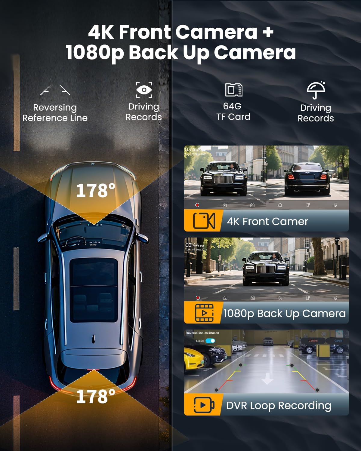 11.5' Wireless Carplay Screen for Car, Portable Apple Carplay & Android Auto Touch Screen, 4K Dash Cam/App Control/Backup Camera/Mirror Link/Voice Control/GPS/Bluetooth,for All Vehicles
