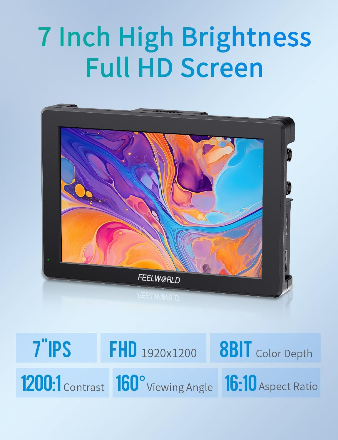 FEELWORLD T7S PRO 7 Inch 2000nit Aluminium Camera Field Video Monitor 1920x1200 IPS 4K HDMI 60 3G SDI Waveform LUT HDR with F750 4400mAh Battery and Bag