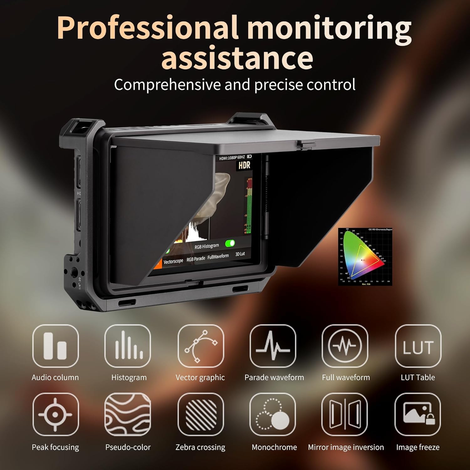 VILTROX Camera Field Monitor with Rig Cage 4K 2000Nits 6 Inch Touchscreen Camera Monitor, Full HD 1920x1080 Video Monitoring, 3D Lut, 3G-SDI, HDMI Camera Screen with Sunshade Hood for Sony Canon Nikon
