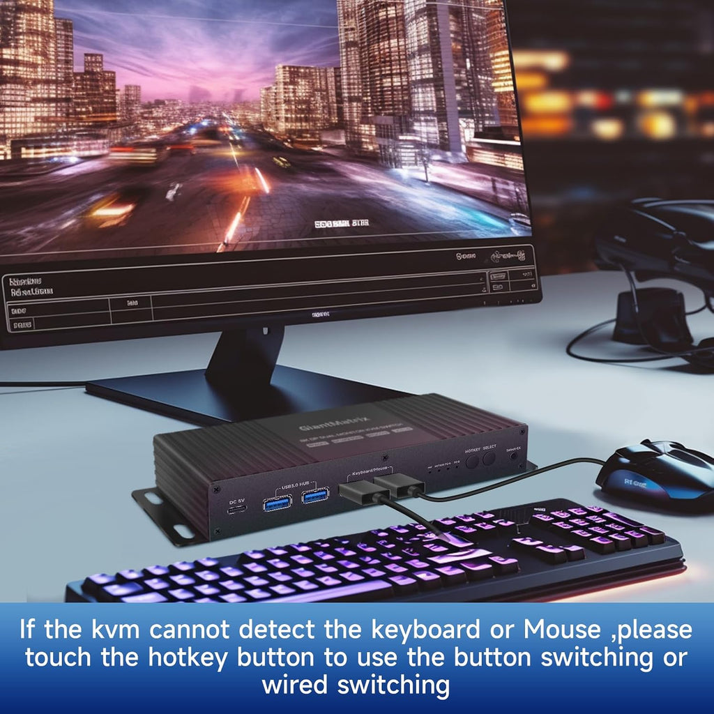 Displayport Kvm Switch 2 Monitors 2 Computers 4K 240Hz Hotkey Switching Dual Monitor kvm switches dp 2.1 1440p 144hz 165hz 240hz FreeSync G-SYNC Compatible with mac m1 pro