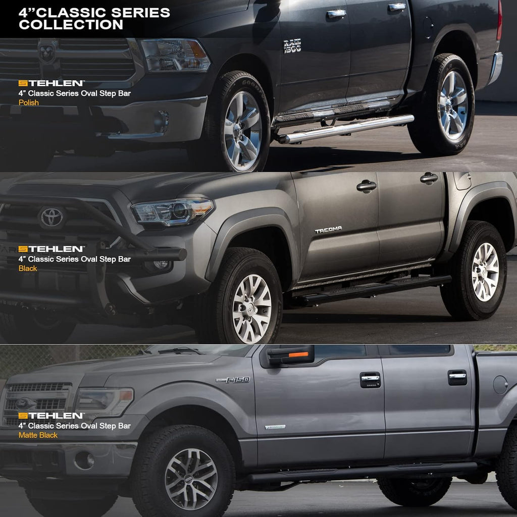Stehlen 733469495802 Compatible with 2004-2008 Ford F150 Super (Extended) Cab 4' Oval Side Step Nerf Bars - Stainless Steel