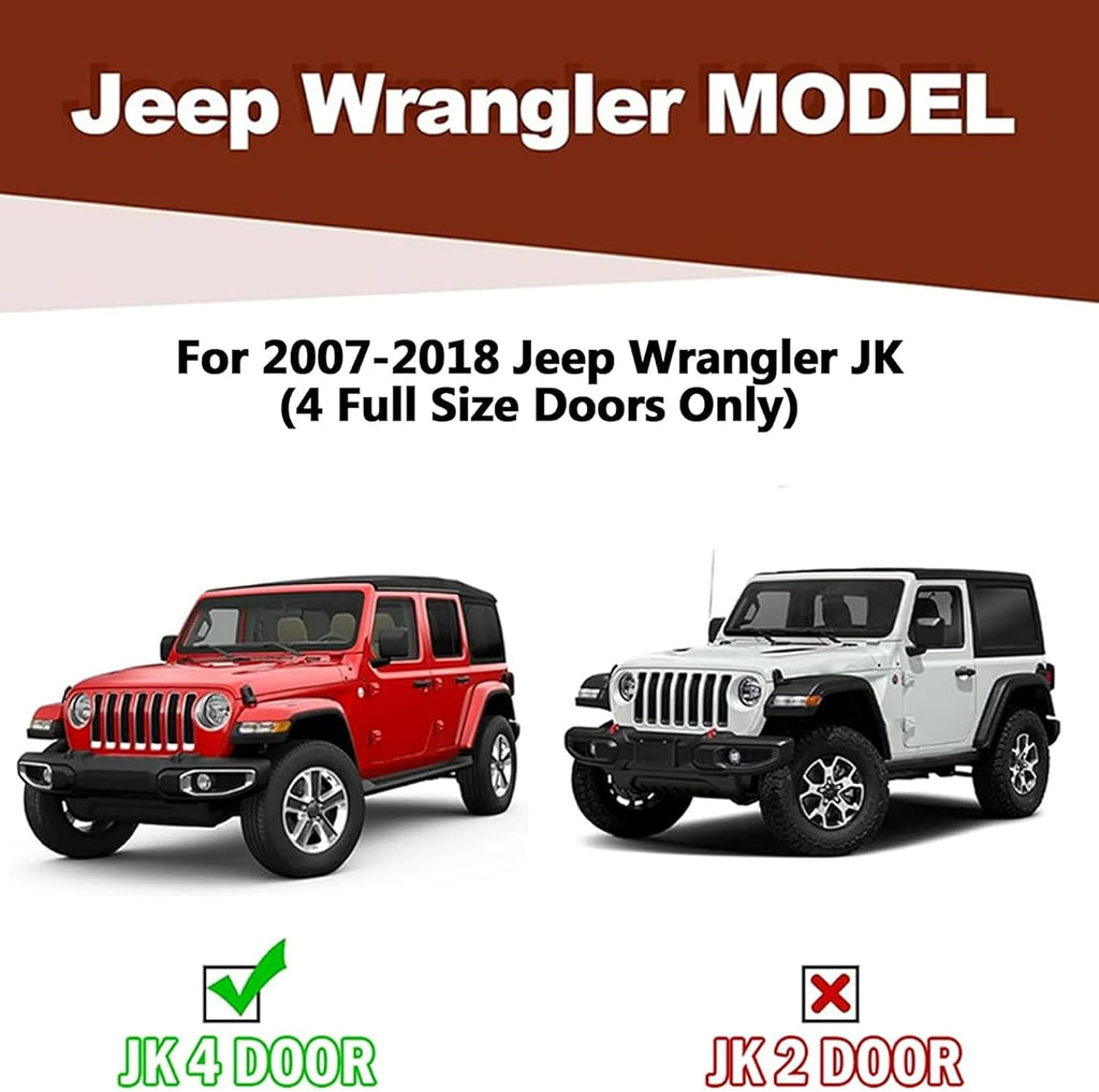 Running Boards Compatible with 2007-2018 Jeep Wrangler JK 4 Doors, 5.2' Side Step Rails, Heavy-Duty Black Carbon Steel Nerf Bars for Wrangler JK (07-18 JK 4 Doors)