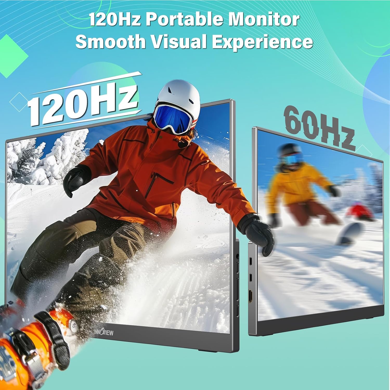 InnoView 16' 2K 120Hz Portable Monitor+15.6' 1080P Portable Monitors for Laptop with Protective Sleeve Built-in 90° Adjustable Stand