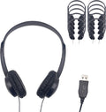 Soundnetic SN270USB Bulk School Headphones – USB Classroom Headphones with Vinyl Earcups, Durable Low‑Cost Wired Headphones for Testing, Learning, Computers, Laptops, Labs (100 Pack)