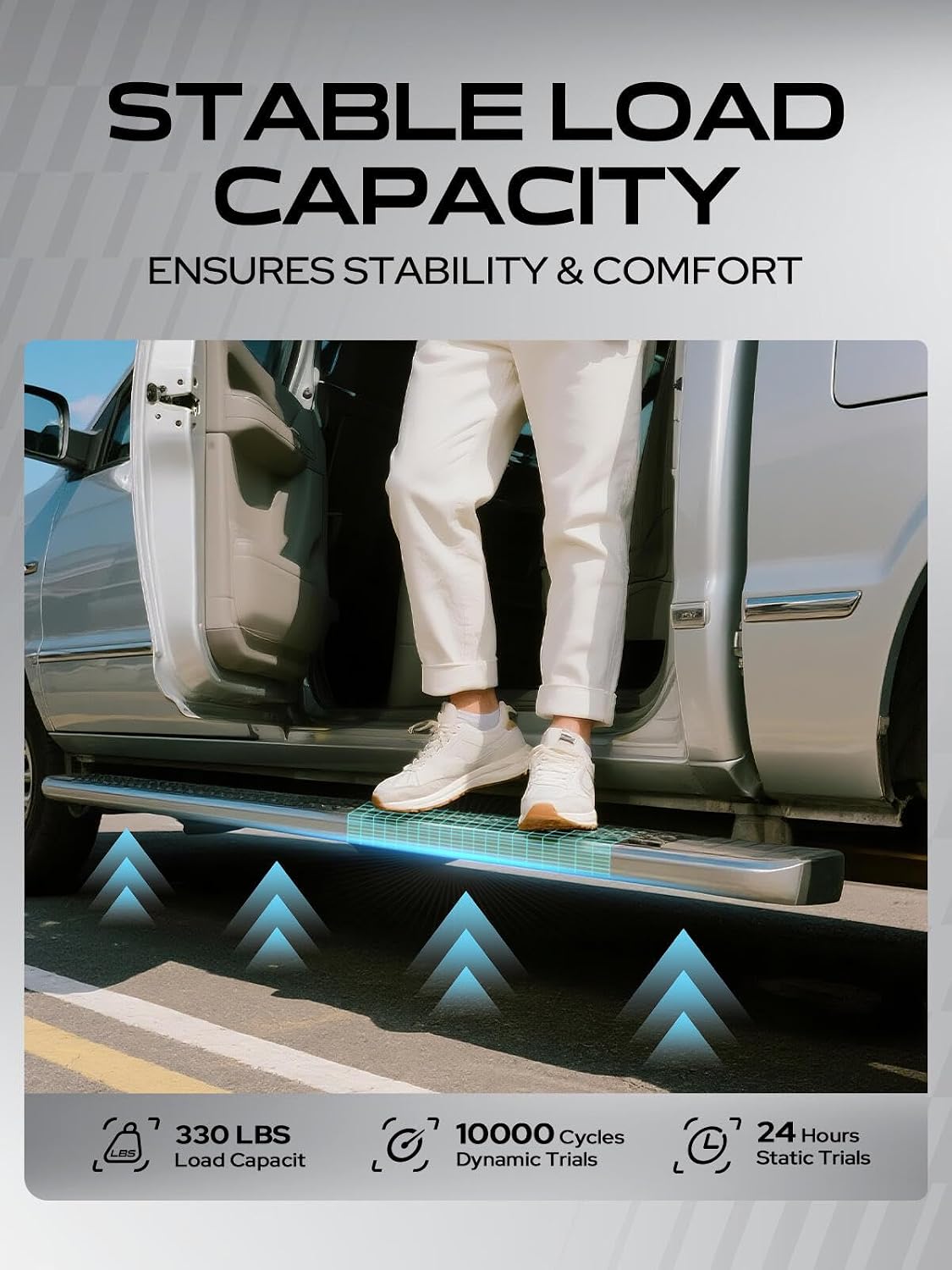 YHTAUTO 4.25' Running Boards Side Steps Fit Toyota Tundra 2022-2026(Crew Cab/CrewMax) Carbon Steel Black Powder, Truck Side Step Rails Off-Road Exterior Accessories, Set of 2