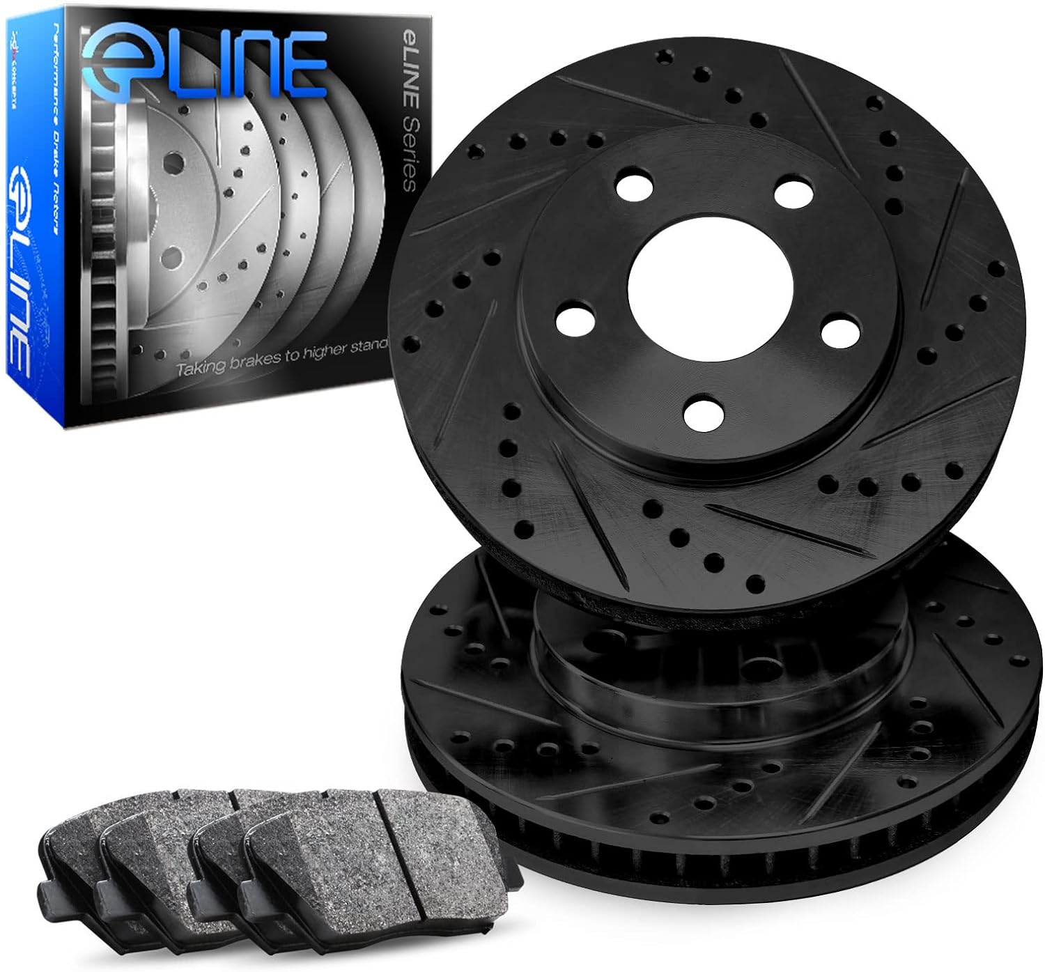 R1 Concepts Front Brakes and Rotors| Automotive Replacement Brake Kits| Front Ceramic Brake Pads and Rotors Kit| Fits 2007 Acura CSX, 2002-2006 Acura RSX, 2006-2011 Honda Civic