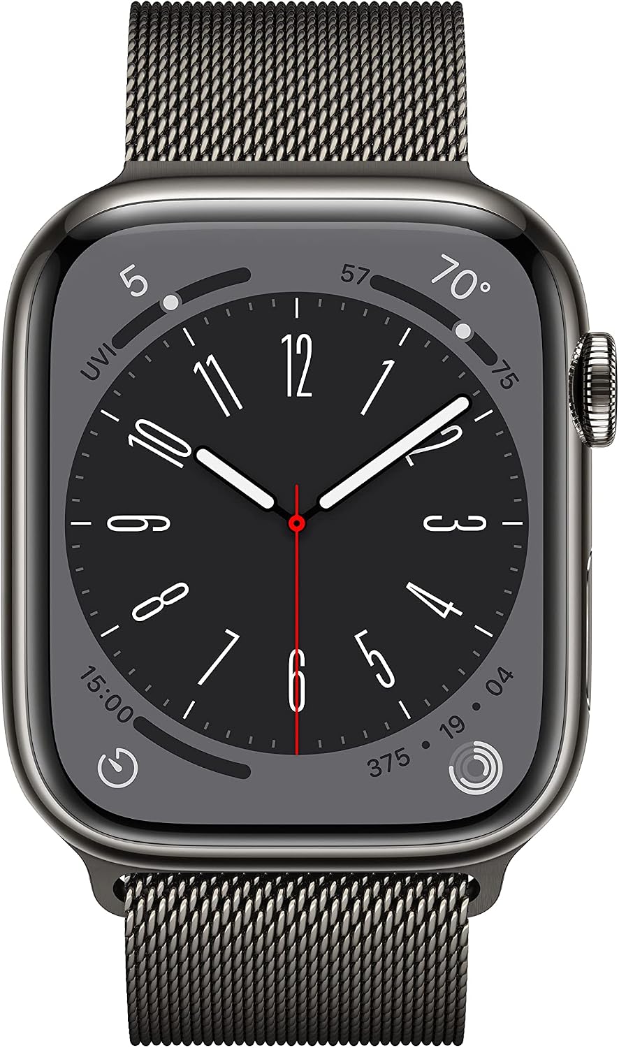 Apple Watch Series 8 [GPS + Cellular, 45mm] - Graphite Stainless Steel with Graphite Milanese Loop, One Size (Renewed)