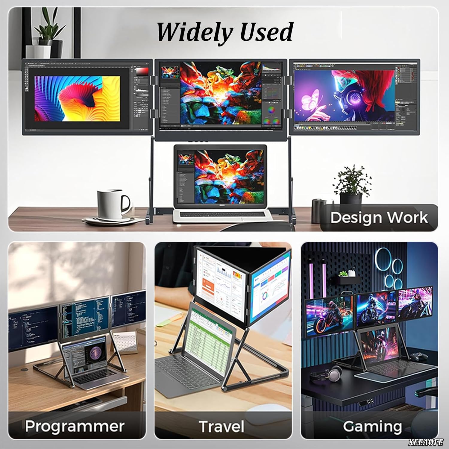 15.6' Triple Laptop Screen Extender - 1920x1080 FHD Portable Triple Monitor for Enhanced Productivity, Ideal Laptop Monitor Extender for Multi-Display Setup
