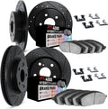 Dynamic Friction Company Front and Rear Brake Kit Fits 2006-2011 Honda Civic| 4000 HybriDynamic Pads, Drilled Slotted Rotors| Hardware| 10.3' Front & 10.2' Rear