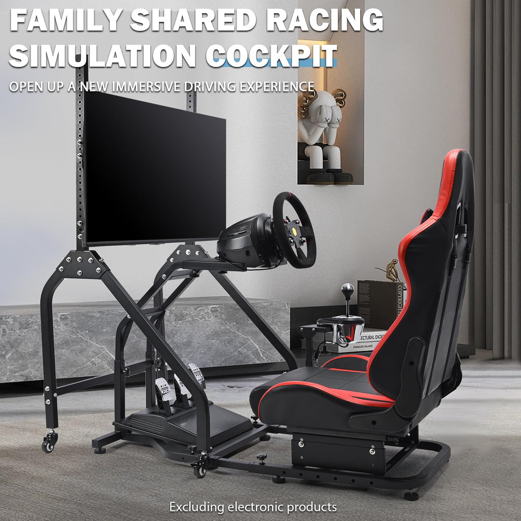 Anman G29 Racing Simulator Cockpit with Movable Monitor Stand and Adjustable Gaming Seat Fit for Logitech G923 G920, for Thrustmaster T80 T150 T248