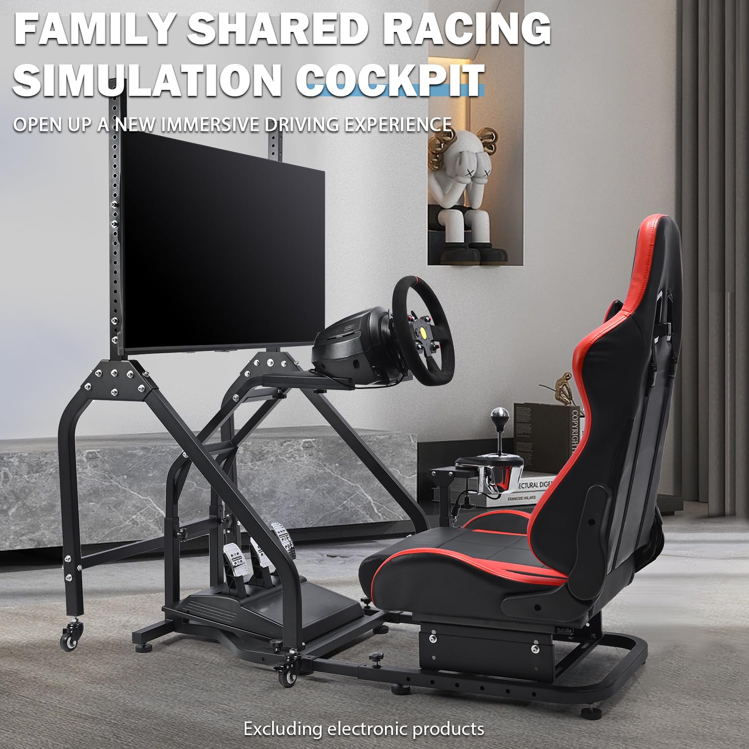 Anman G29 Racing Simulator Cockpit with Movable Monitor Stand and Adjustable Gaming Seat Fit for Logitech G923 G920, for Thrustmaster T80 T150 T248
