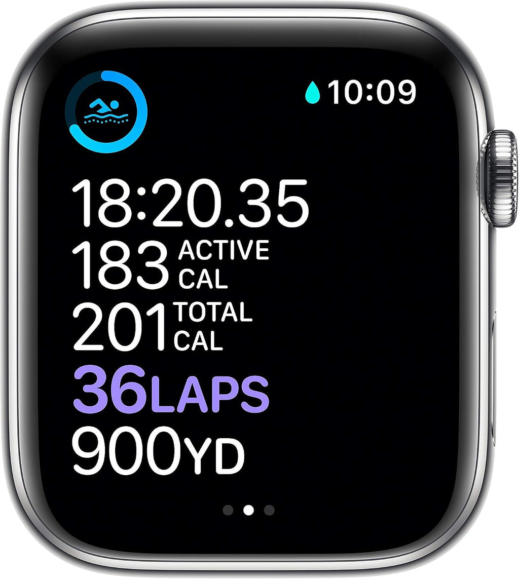 Apple Watch Series 6 (GPS + Cellular, 44mm) - Silver Stainless Steel Case with White Sport Band (Renewed)