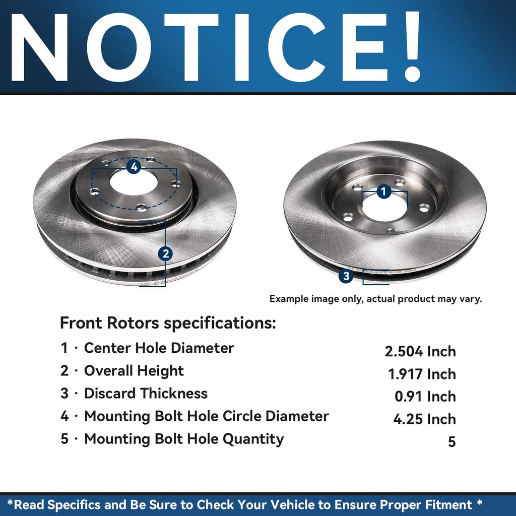 Detroit Axle - Brake Kit for 2013-2016 Ford Escape Disc Brake Rotors Ceramic Brake Pads 2014 2015 Replacement: 11.81' inch Front and 11.02' inch Rear Rotor