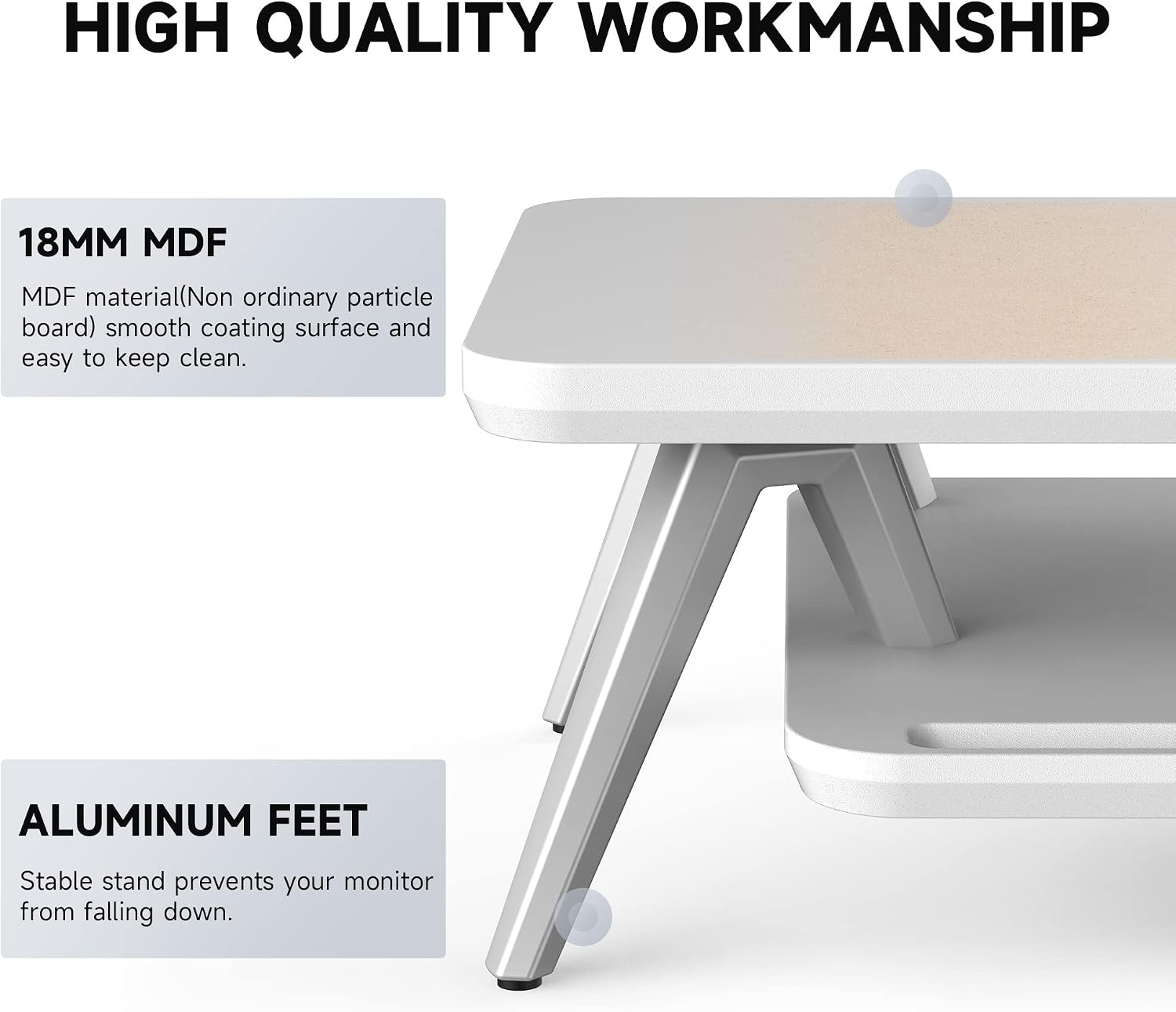 Fenge Dual Monitor Stand, Monitor Stands Riser for 2 Monitors, 42.5 Inch Monitor Stands Shelf with 12 Color LED Light for Office Desk
