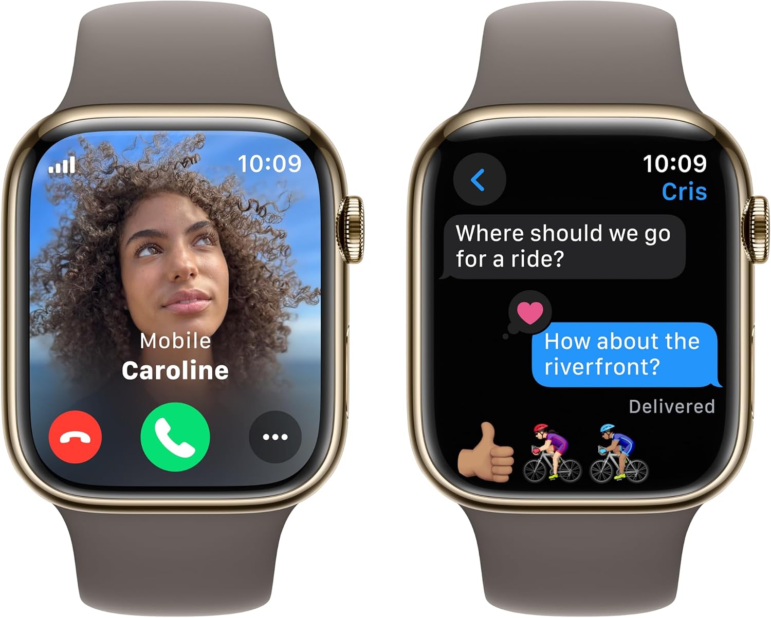 Apple Watch Series 9 [GPS + Cellular, 45mm] - Gold Stainless Steel Case with Clay Sport Band, M/L (Renewed Premium)