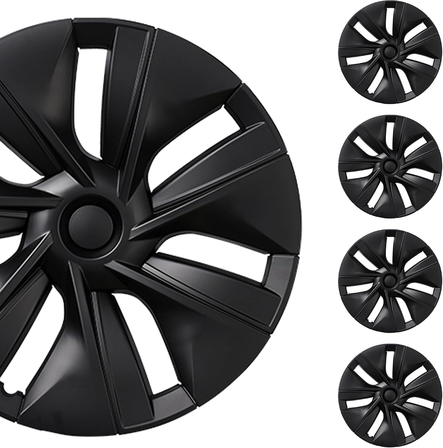 Matte Black Hubcap Wheel Cover Replacement Kit Compatible with Model Y, 19' Hub Caps Wheel Rim Cover Protector Car Exterior Accessories Pack of 4, 19 inches
