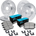 R1 Concepts Front and Rear Brake Kit Fits 2007-2010 Acura CSX; 2006-2011 Honda Civic| Ceramic Pads, Drilled Slotted Rotors| Hardware| 11.8' Front & 10.2' Rear